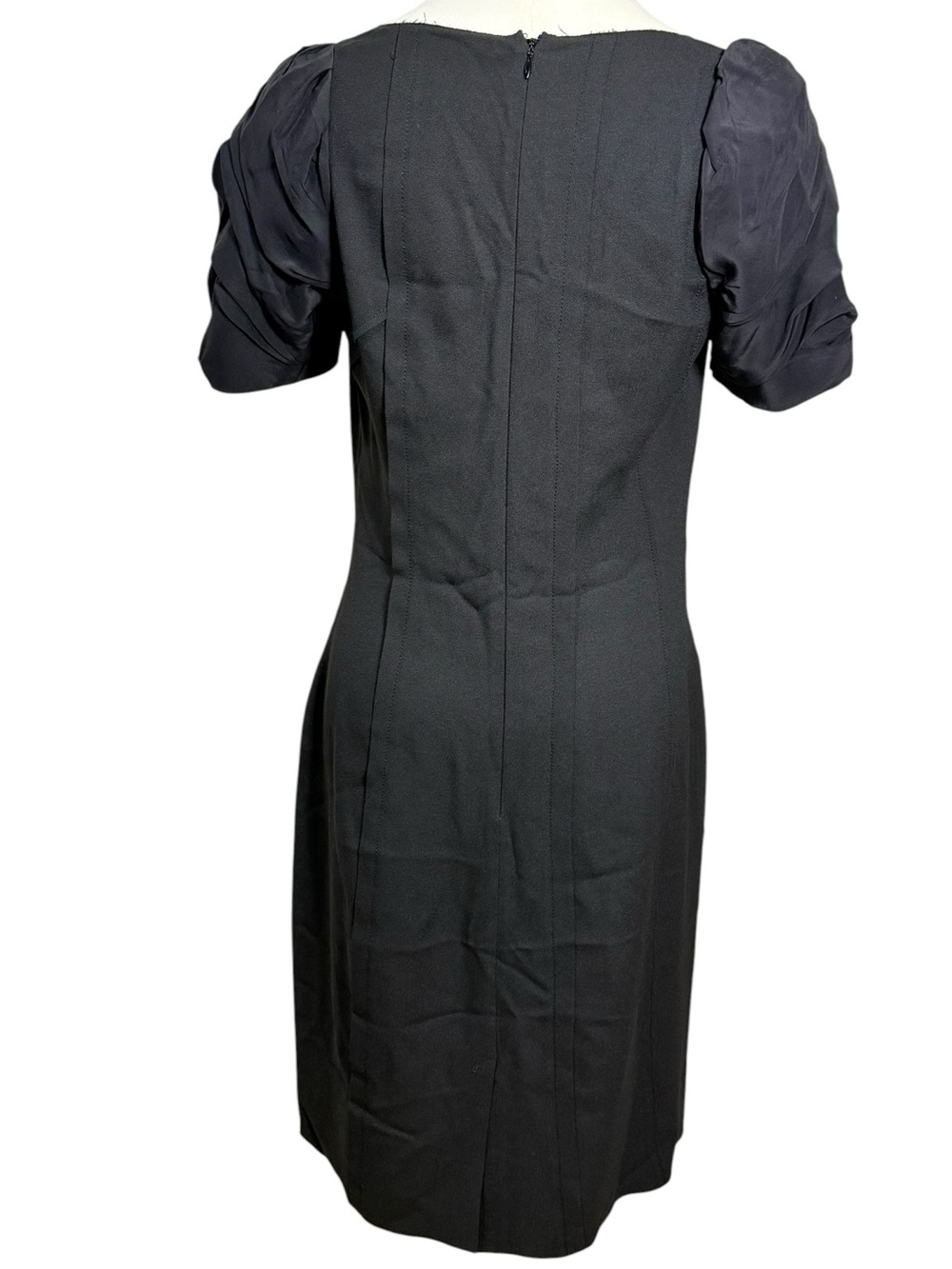 Prada FW 2008 Ruched Silk Sleeve Sheath Dress Black US 4 - Picture 4 of 10